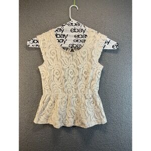 Iris Los Angeles  Women XL   White ‎ Lace TOP Sleeveless WITH OPEN BACK